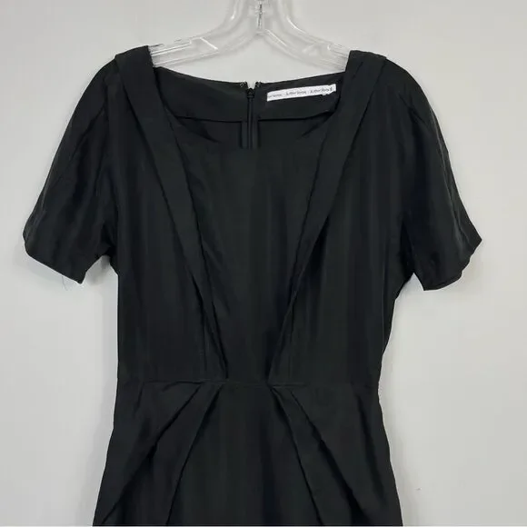 & Other Stories Black 100% Silk Hourglass Pinup Goth Midi Dress Pockets 36 S 4 - Picture 10 of 16